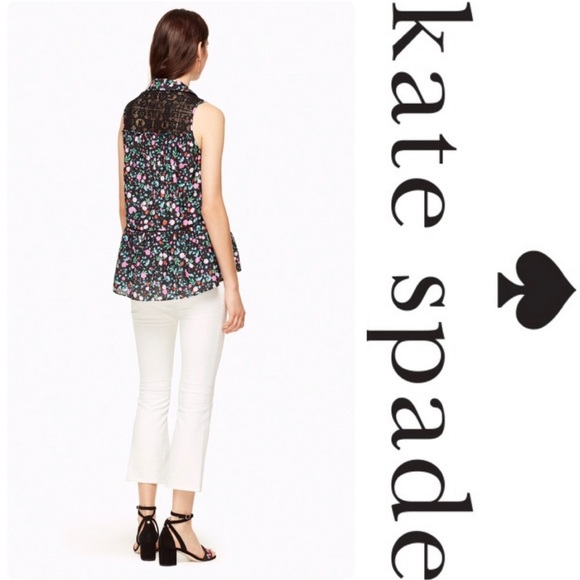 NEW Kate Spade Floral Greenhouse Lace Yoke Shirt Size Small - Picture 3 of 11